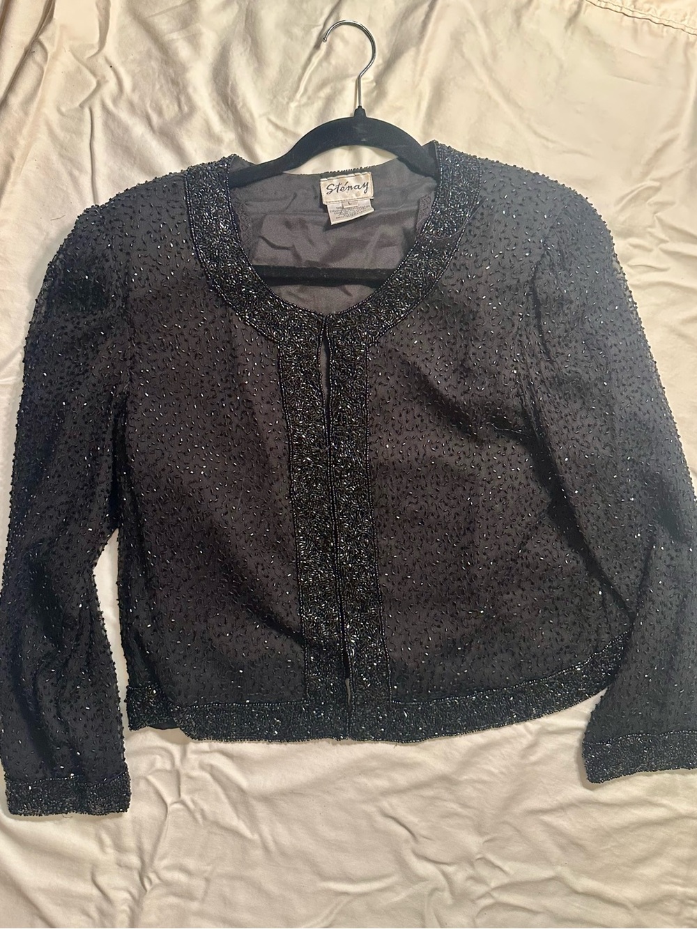 Stenay Black Beaded Cropped Evening Blazer